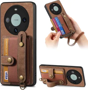 Phone flip case Phone Back Protection Case Compatible with Huawei Mate 60 Pro Wallet Case,Shockproof Flip Cover Drop Protective Case with Card Holder, Protective Handbag Flip Cover Wrist Strap phone c