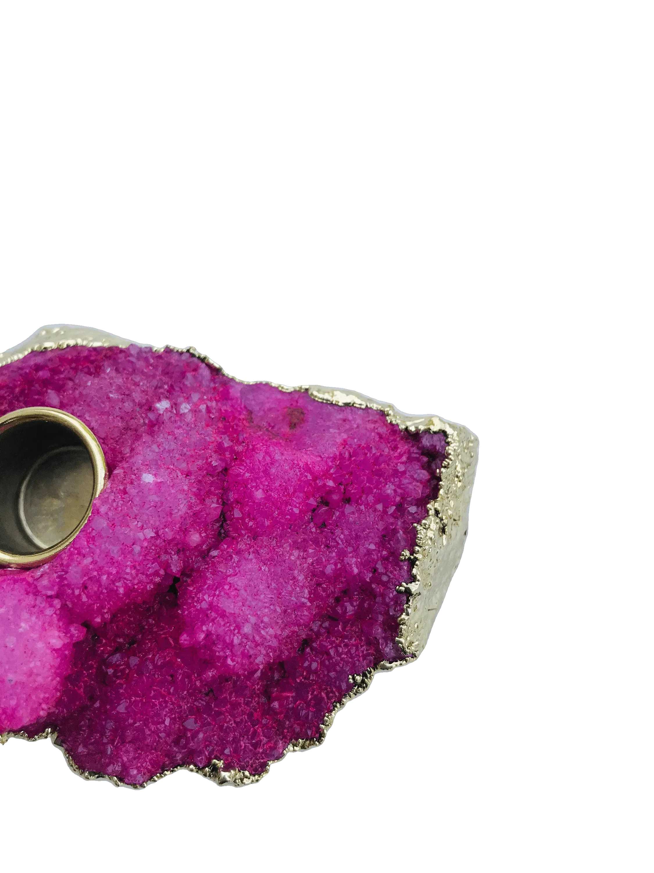 Pink Agate Gemstone Taper Candle Holder