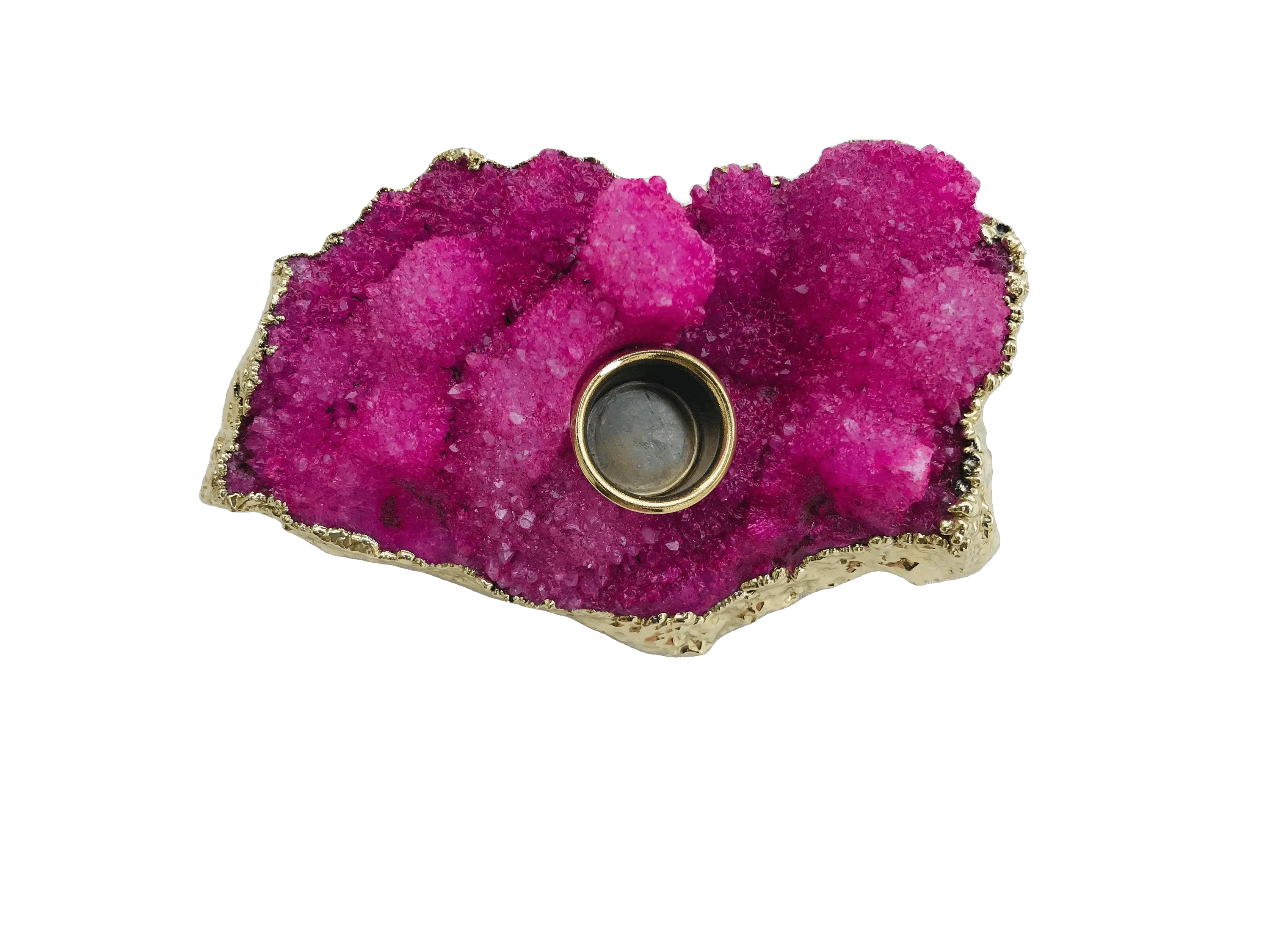 Pink Agate Gemstone Taper Candle Holder