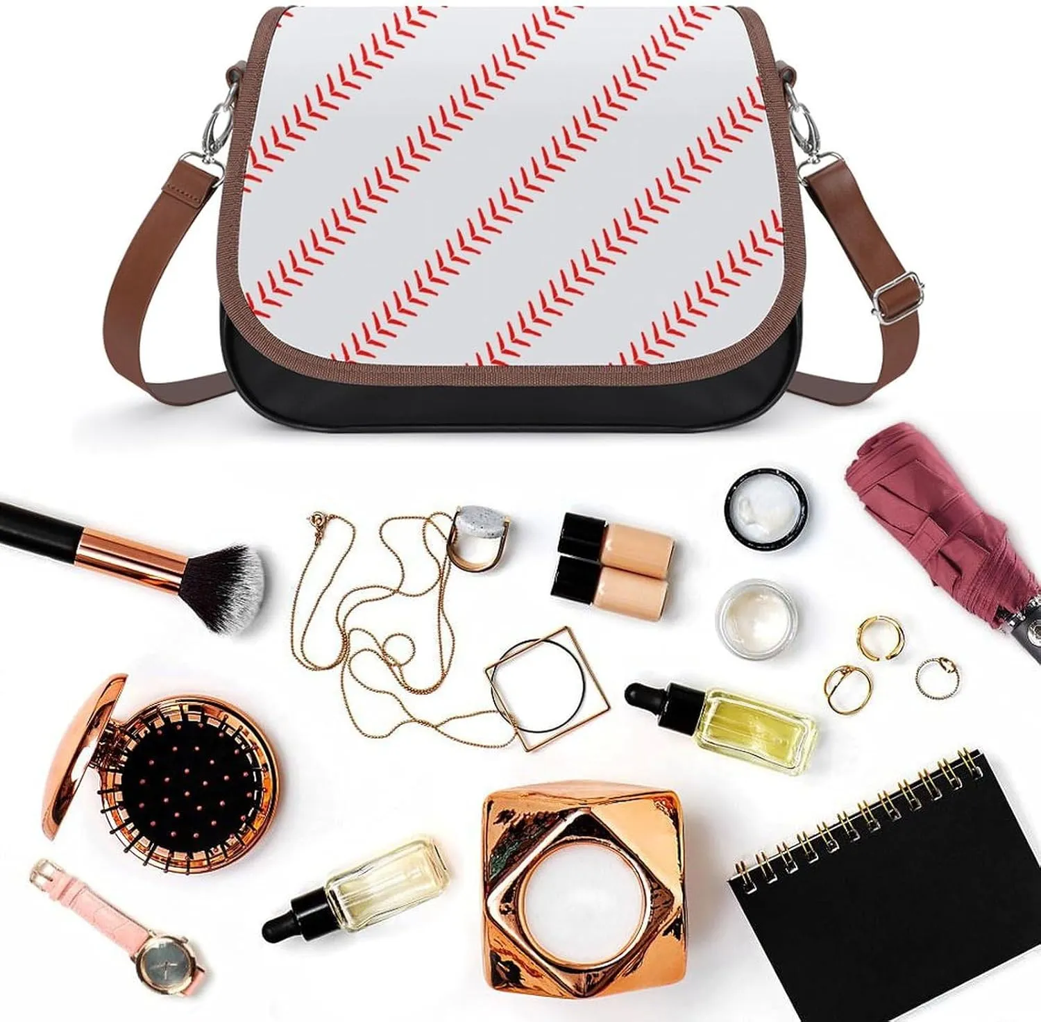 Pink Witch Gothic Pattern Fashionable And Durable Portable Leather Shoulder Bag
