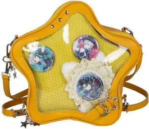 Pins Display Crossbody Bag Star-Shaped Ita Bag Y2k Aesthetic Cute Handbag for Anime Comic Con