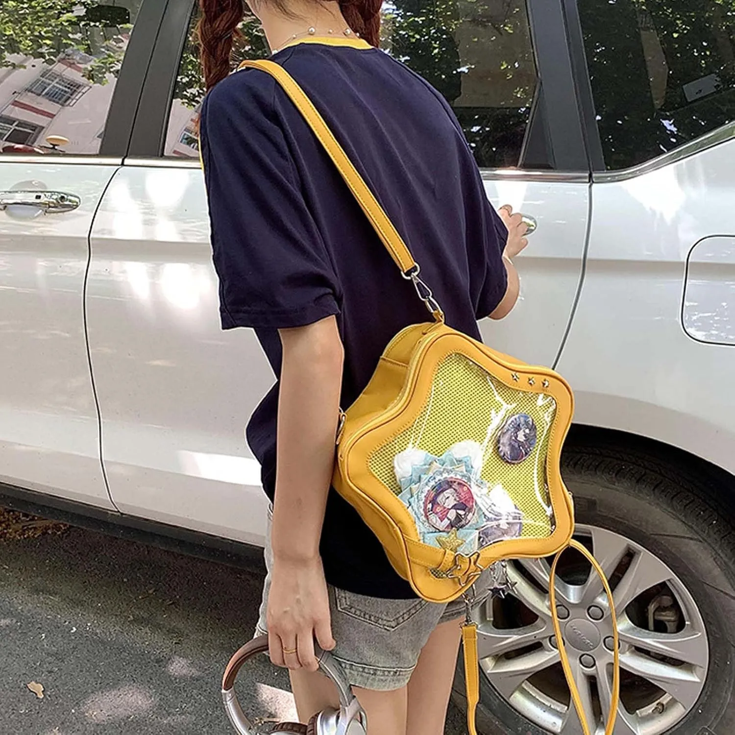 Pins Display Crossbody Bag Star-Shaped Ita Bag Y2k Aesthetic Cute Handbag for Anime Comic Con