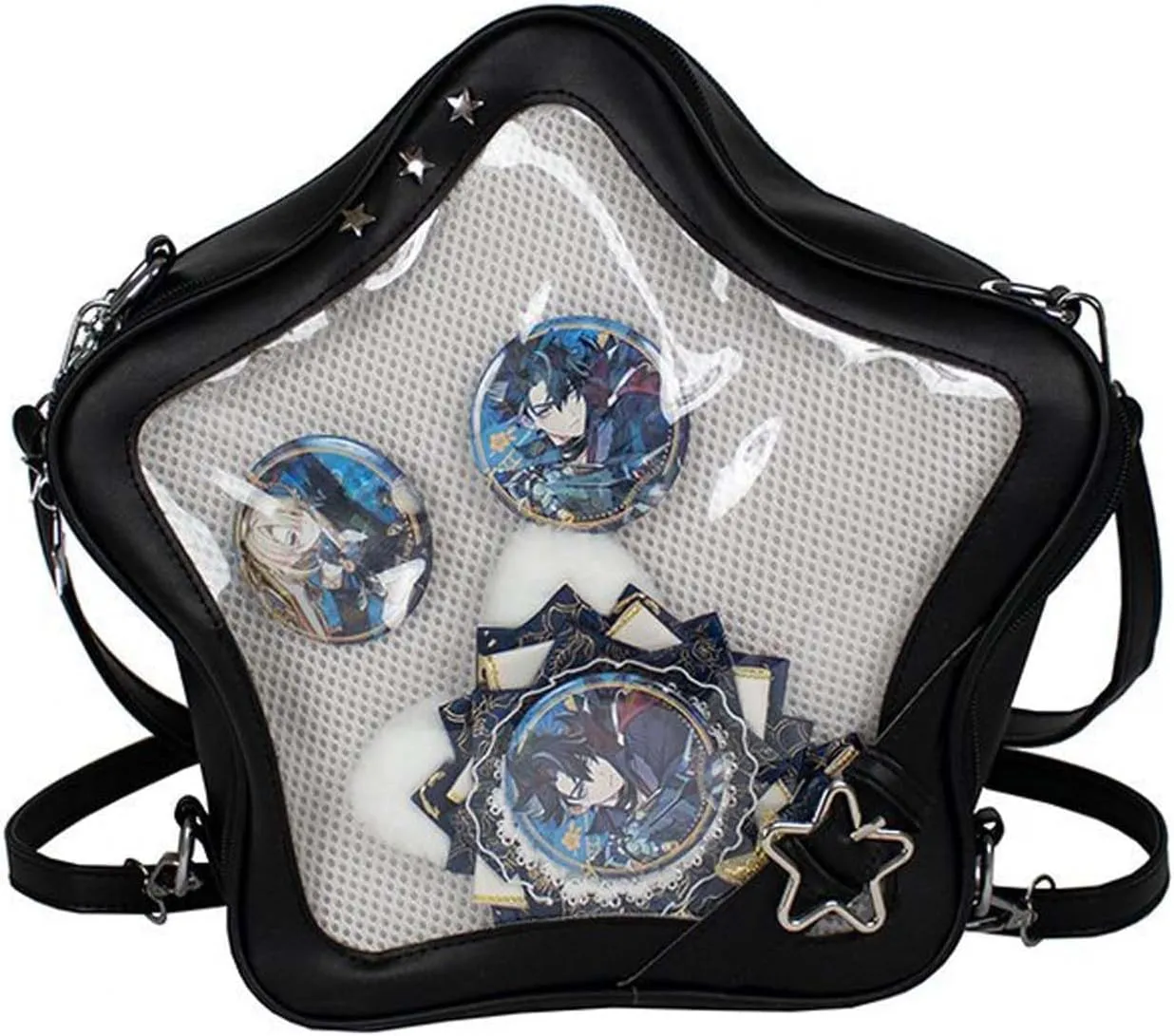 Pins Display Crossbody Bag Star-Shaped Ita Bag Y2k Aesthetic Cute Handbag for Anime Comic Con