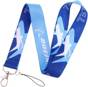 Pinstant Boeing 737 Airplane Jumbo Plane Aviation Space Flight Aircraft Airline 17.7" Neck Lanyard Keychain Holder ID Badge Mobile Phone Pin Strap