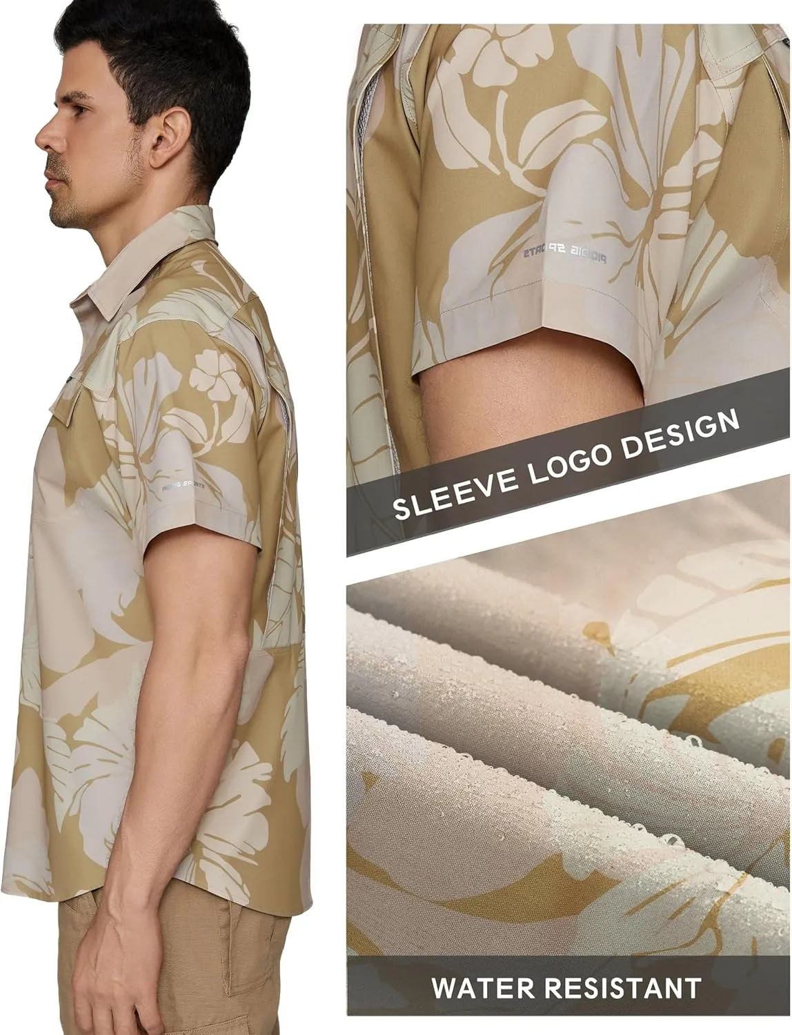 PIQIDIG Men's UPF 50  Sun Protection Shirt Short Sleeve Hiking Fishing Shirt Quick Dry for Safari Travel Button Down Shirts
