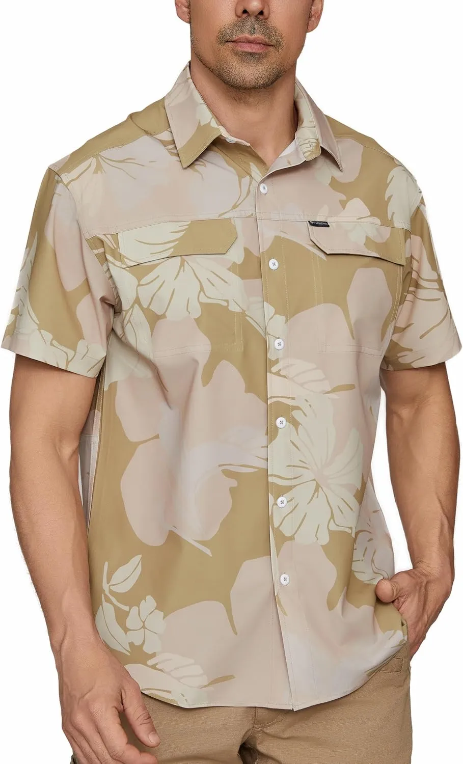 PIQIDIG Men's UPF 50  Sun Protection Shirt Short Sleeve Hiking Fishing Shirt Quick Dry for Safari Travel Button Down Shirts