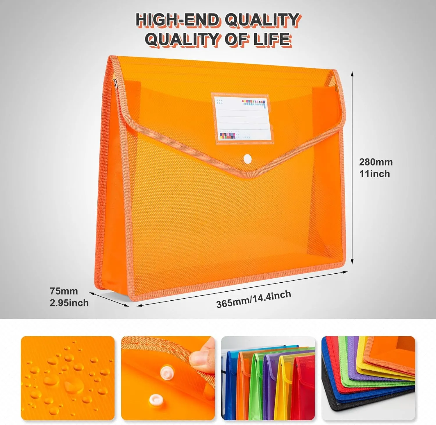 Plastic File Folders, Waterproof Transparent Expandable File Organiser - Portable Large Capacity A4B4 File Wallet for Office/Business/School (7 Pack)