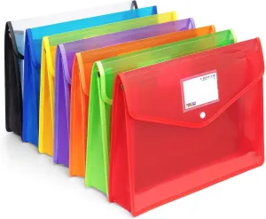 Plastic File Folders, Waterproof Transparent Expandable File Organiser - Portable Large Capacity A4B4 File Wallet for Office/Business/School (7 Pack)