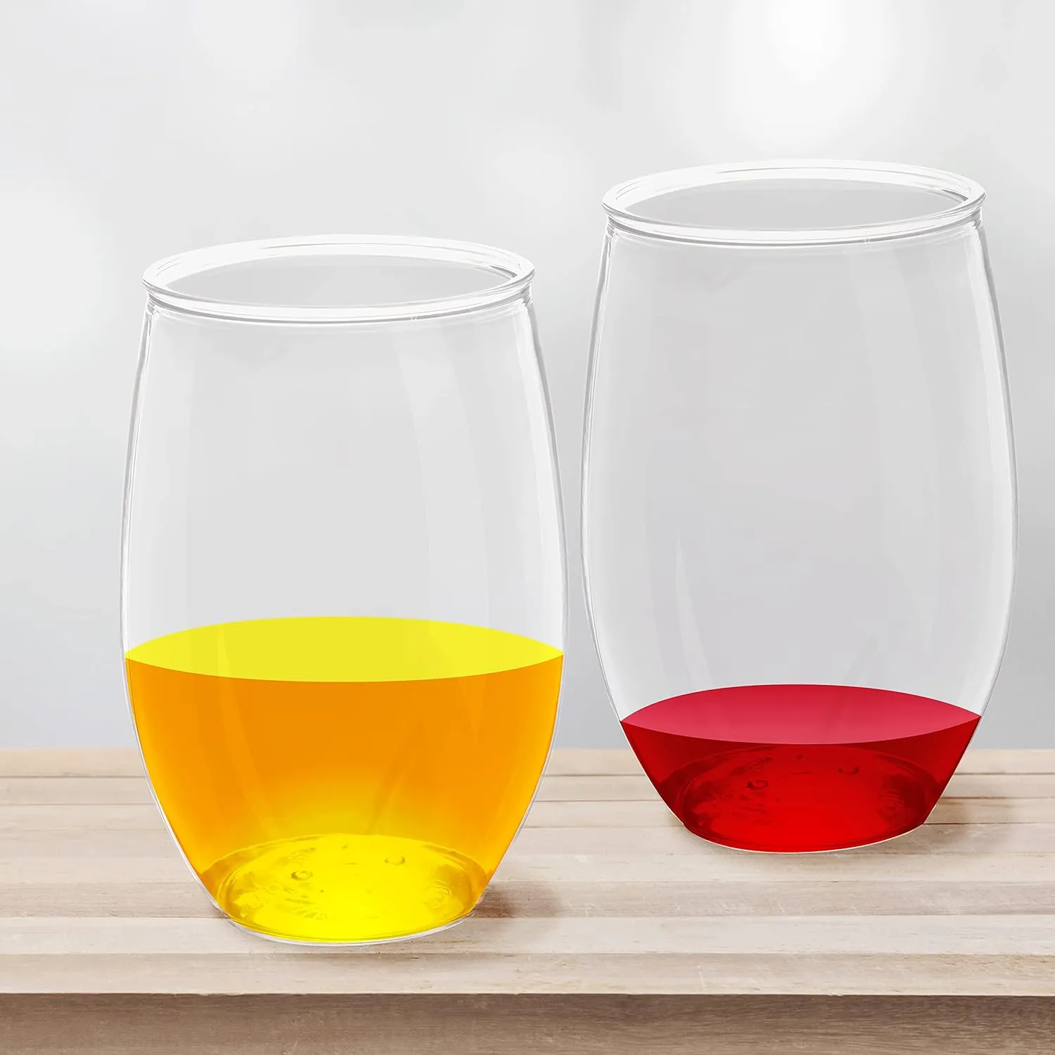 Plastic Stemless Wine Glasses 16 oz. Set of 10, Bulk Pack - BPA Free, Great for Outdoor Lounges, Poolside, Parties and Other Events - Clear