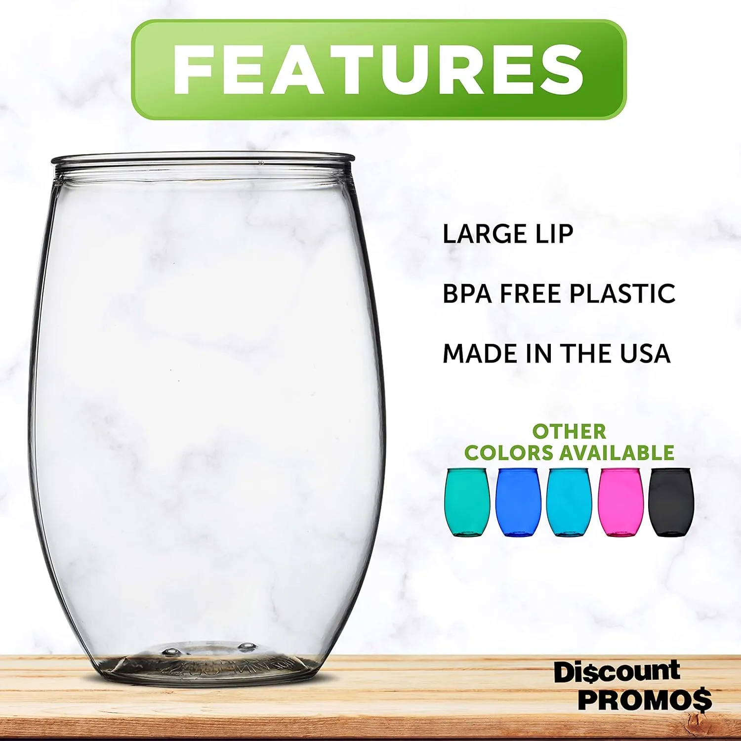 Plastic Stemless Wine Glasses 16 oz. Set of 10, Bulk Pack - BPA Free, Great for Outdoor Lounges, Poolside, Parties and Other Events - Clear