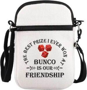 PLITI Bunco Gift Bunco Gambling Lover Gift The Best Prize I Ever Won At Bunco Is Our Friendship Bunco Game Crossbody Bag