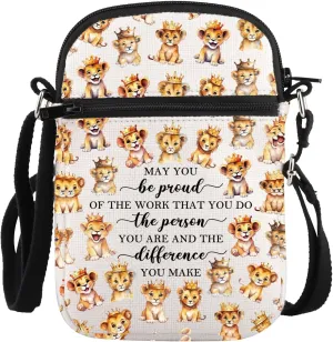 PLITI Lion King Crossbody Bag Lion Cartoon Movie Fans Gift May You Be Proud Of The Work You Do Zipper Pouch For Friend
