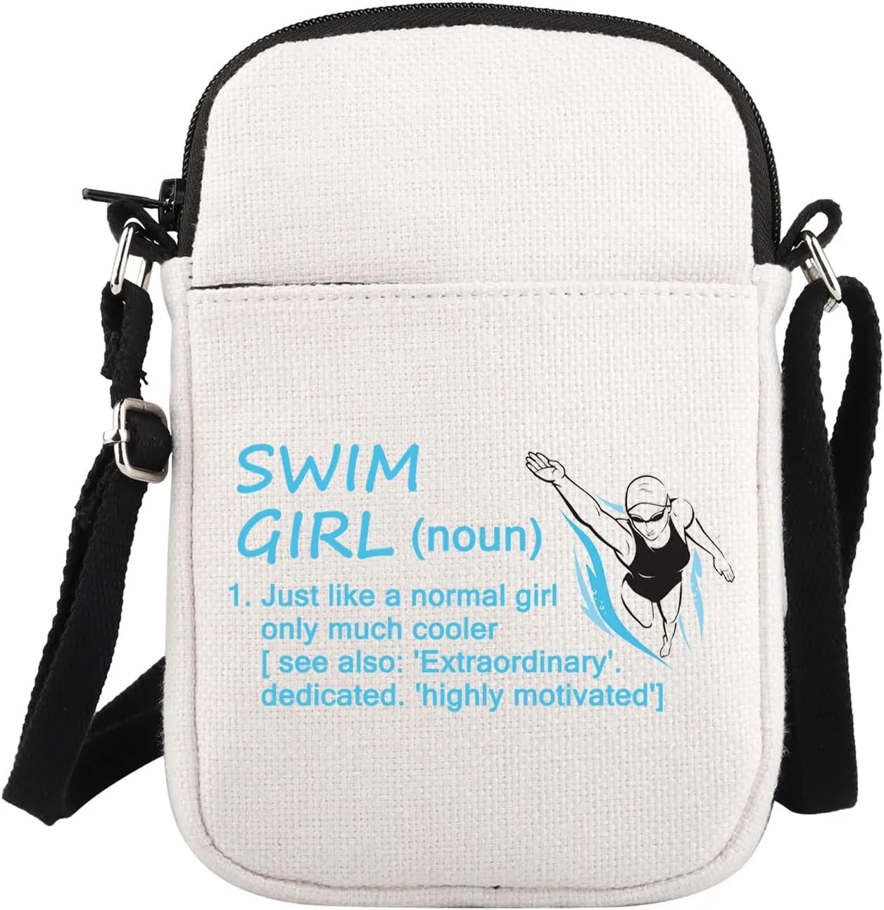 PLITI Swim Crossbody Bag Swimming Gifts Swim Lover Gift Swimming Team Gift Swim Girl Only Cooler Gift Swimmer Crossbody Purse