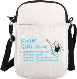PLITI Swim Crossbody Bag Swimming Gifts Swim Lover Gift Swimming Team Gift Swim Girl Only Cooler Gift Swimmer Crossbody Purse
