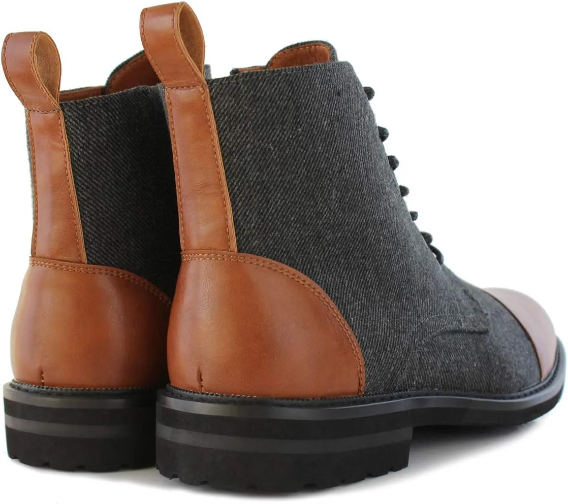 Polar Fox Brooke MPX806061 Grey Woolen and Leather Lace-up Fashion Chukka Boots with Zipper Closure