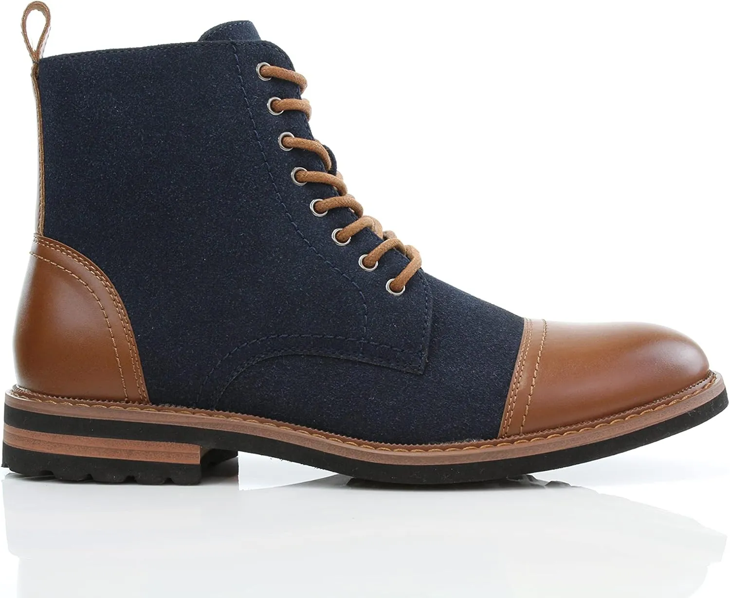 Polar Fox Brooke MPX806061 Grey Woolen and Leather Lace-up Fashion Chukka Boots with Zipper Closure