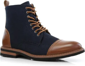 Polar Fox Brooke MPX806061 Grey Woolen and Leather Lace-up Fashion Chukka Boots with Zipper Closure