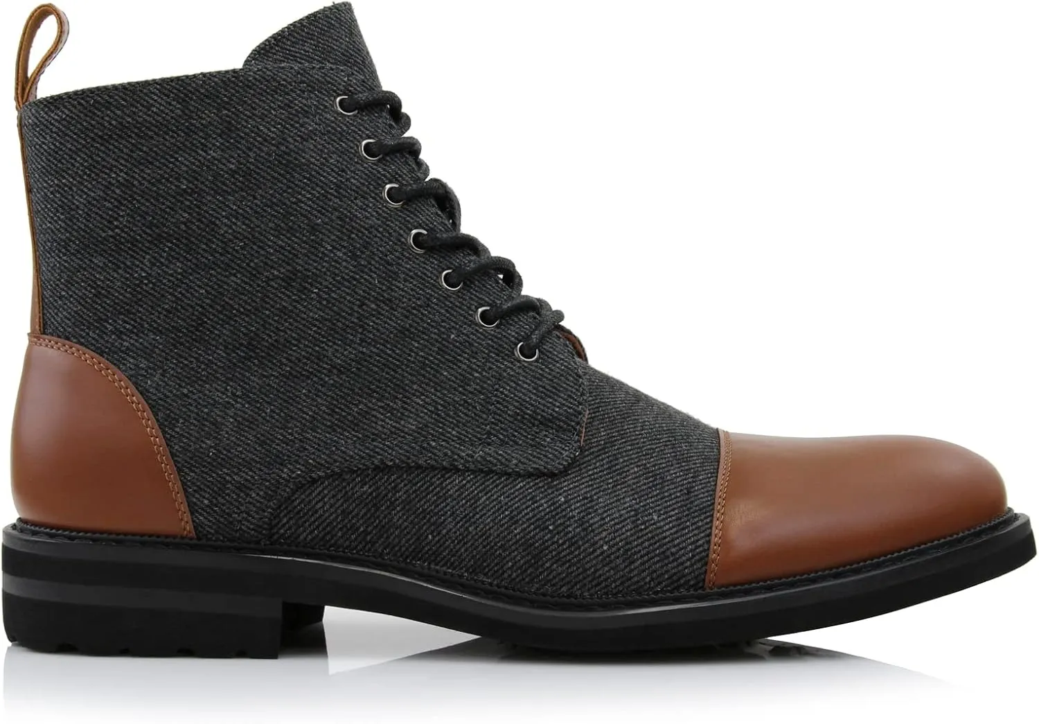Polar Fox Brooke MPX806061 Grey Woolen and Leather Lace-up Fashion Chukka Boots with Zipper Closure