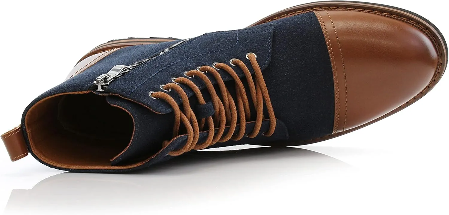 Polar Fox Brooke MPX806061 Grey Woolen and Leather Lace-up Fashion Chukka Boots with Zipper Closure