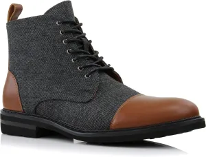 Polar Fox Brooke MPX806061 Grey Woolen and Leather Lace-up Fashion Chukka Boots with Zipper Closure