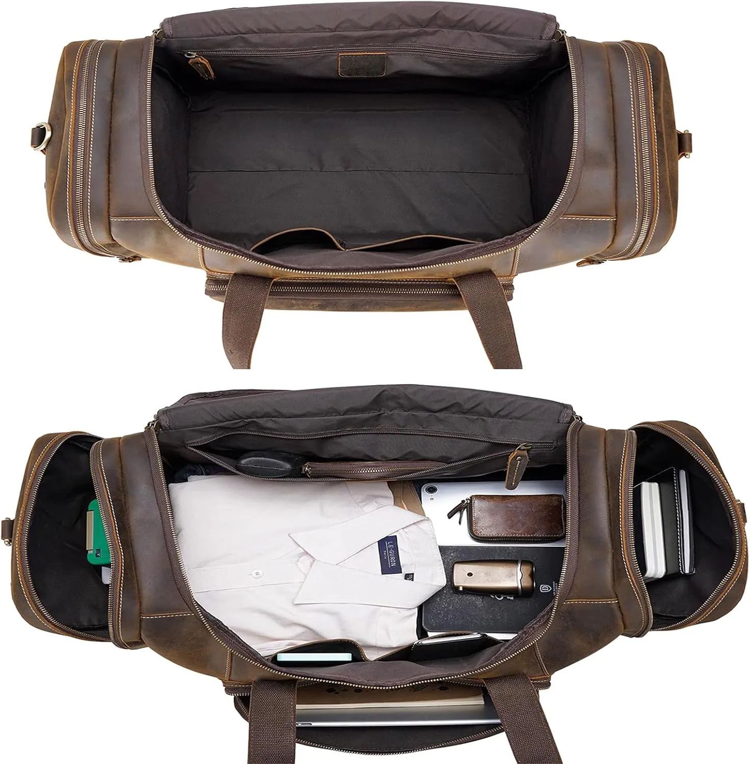 Polare 30" Leather Duffel Weekender Travel Bag For Men With Full Grain Cowhide Leather XX-Large 72L