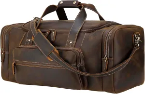 Polare 30" Leather Duffel Weekender Travel Bag For Men With Full Grain Cowhide Leather XX-Large 72L