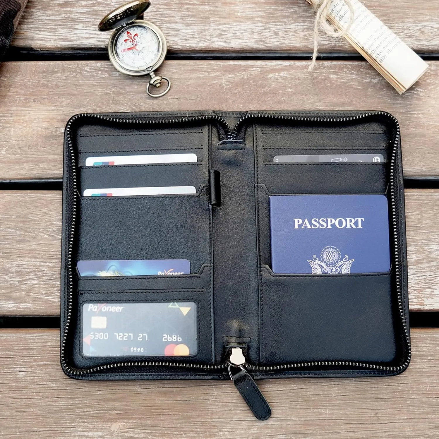 Polare Napa Leather Passport Holder Cover Case for Men RFID Blocking Travel Wallet Holds 4 Passports