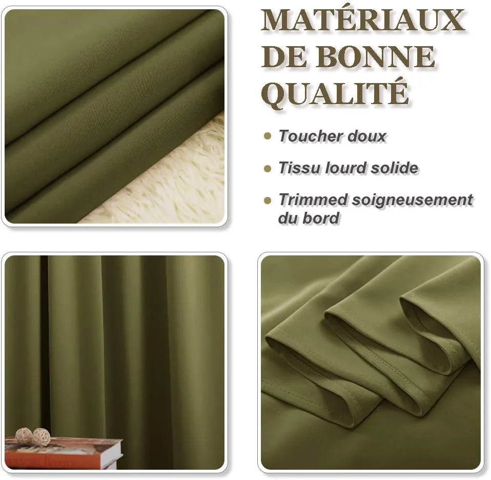 PONY DANCE Short Window Curtains for Kitchen 36 inch Long, 2 Panels Set Half Window Drapes for Bedroom Basement, Blackout Small Curtains for Travel Trailers, Width 42 x Length 36 inches, Olive Green