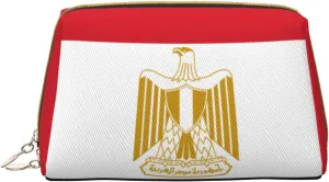 Portable Makeup Bag, Travel Organizer with Zipper, Large Cosmetic Bag, Egyptian flag Print Toiletry Case