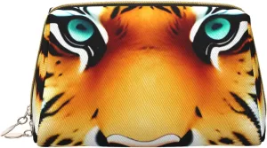 Portable Makeup Bag, Travel Organizer with Zipper, Large Cosmetic Bag, Little fat tiger head Print Toiletry Case