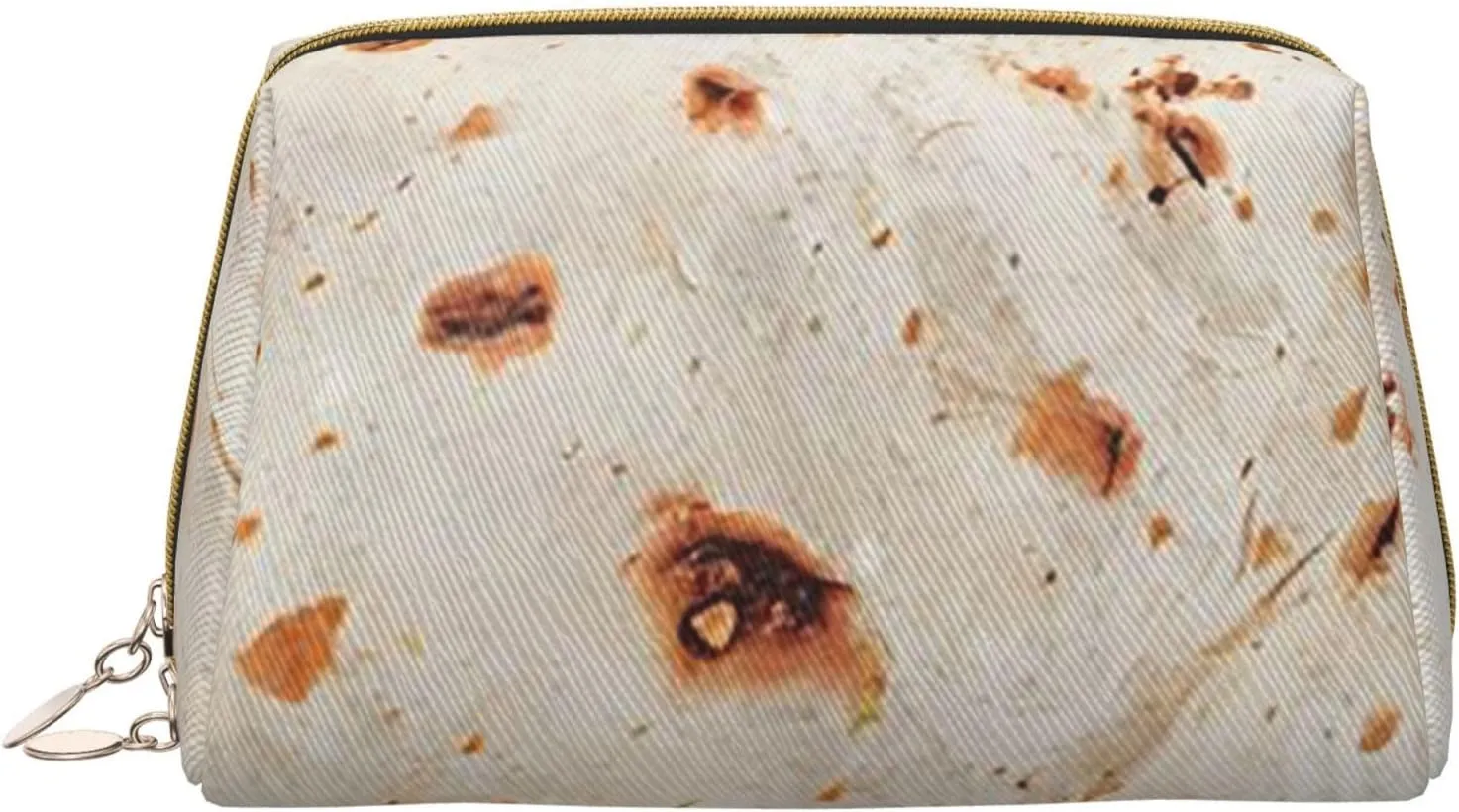 Portable Makeup Bag, Travel Organizer with Zipper, Large Cosmetic Bag, Taco Crust Print Toiletry Case