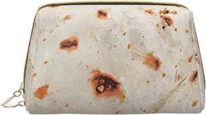 Portable Makeup Bag, Travel Organizer with Zipper, Large Cosmetic Bag, Taco Crust Print Toiletry Case