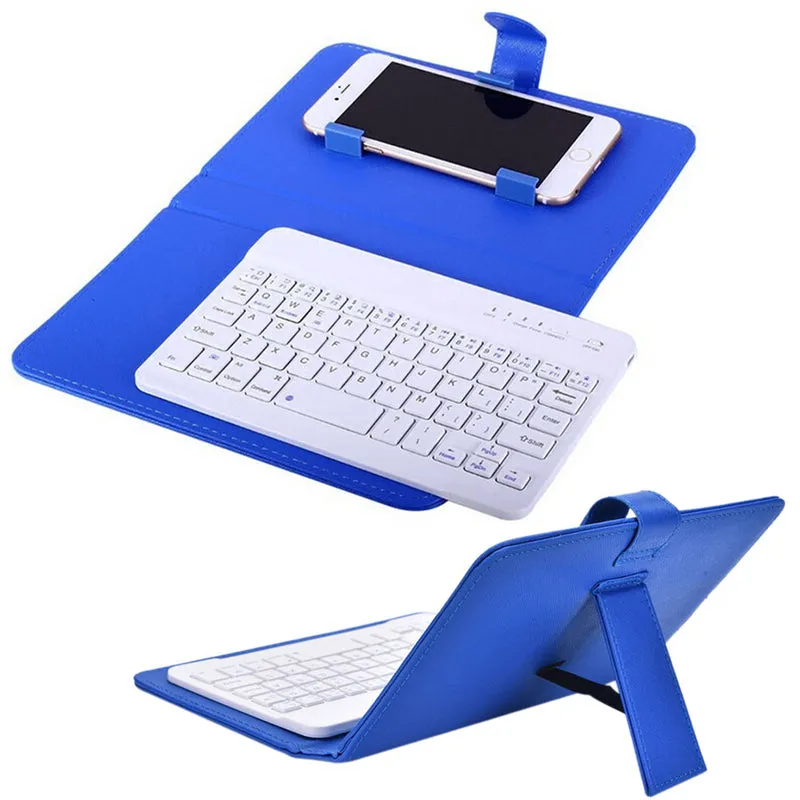 Portable PU Leather Wireless Keyboard Case for iPhone Protective Mobile Phone with Bluetooth Keyboard for iPhone 6 7 Smartphone black