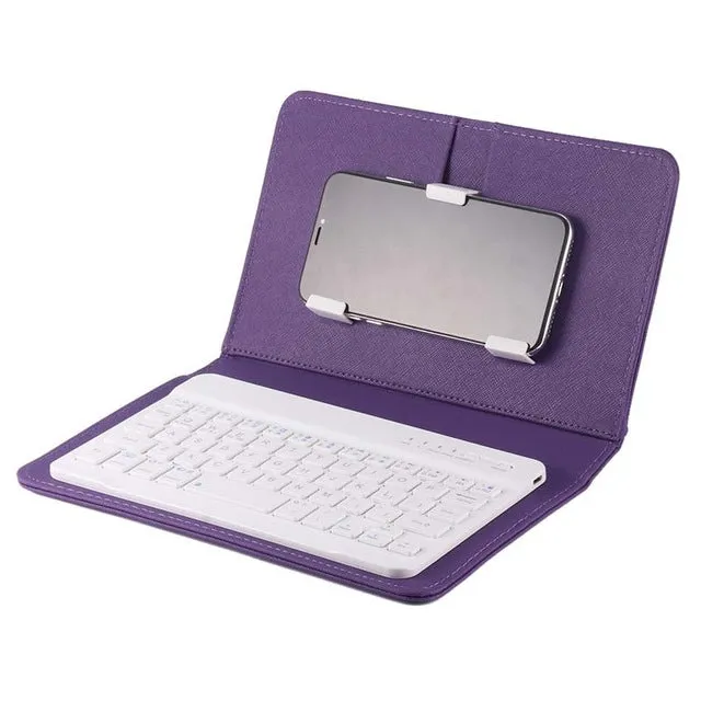 Portable PU Leather Wireless Keyboard Case for iPhone Protective Mobile Phone with Bluetooth Keyboard for iPhone 6 7 Smartphone black