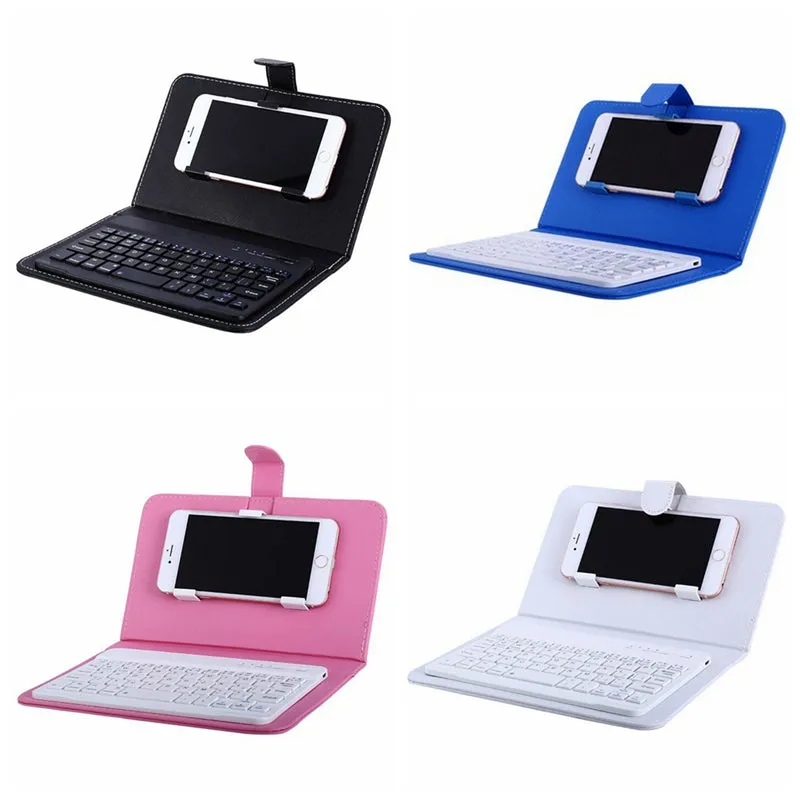 Portable PU Leather Wireless Keyboard Case for iPhone Protective Mobile Phone with Bluetooth Keyboard for iPhone 6 7 Smartphone black