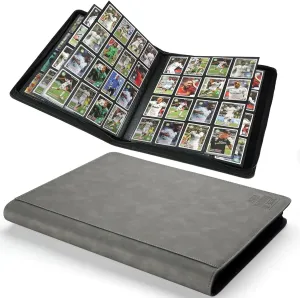 Premium Ringless Trading Card Binder - 1024 Capacity, 16 Side-Loading Pockets per Page, Archival Quality Protection & Anti-Slip Spine for TCG, MTG, Sports Cards (Gray)
