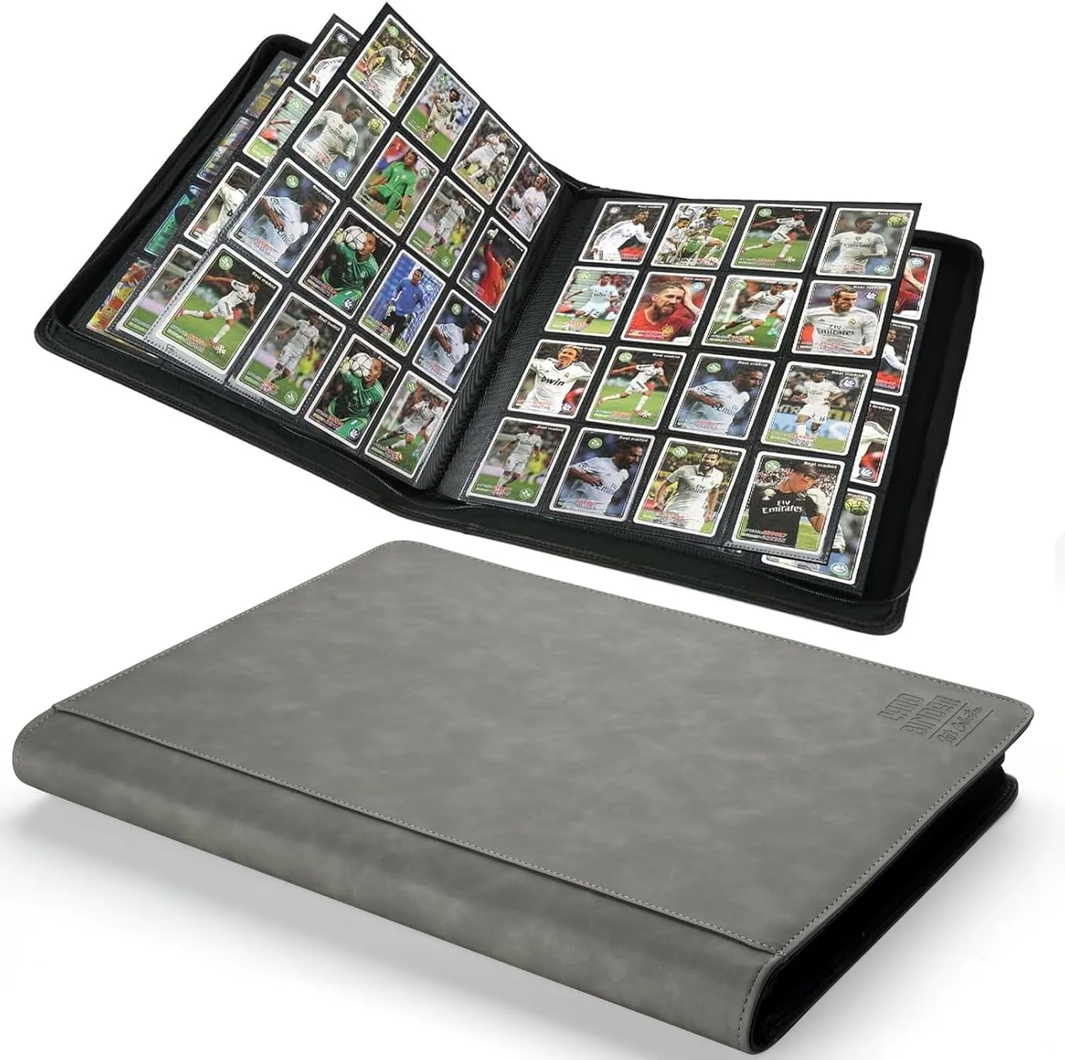 Premium Ringless Trading Card Binder - 1024 Capacity, 16 Side-Loading Pockets per Page, Archival Quality Protection & Anti-Slip Spine for TCG, MTG, Sports Cards (Gray)