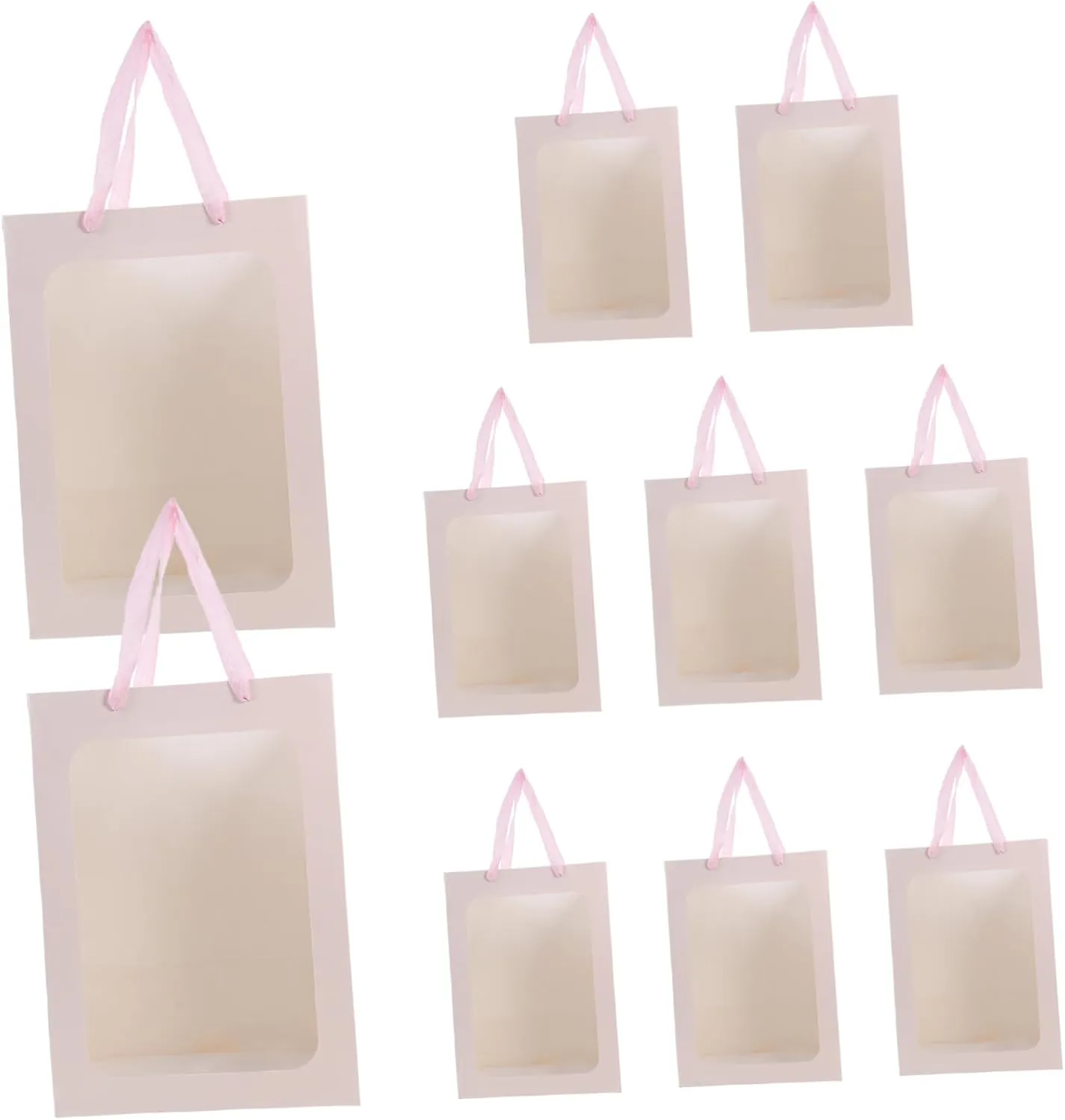 PRETYZOOM 10pcs Window Bag Favor Wrapping Flower Bag Handles for Valentine's Day Party Wedding