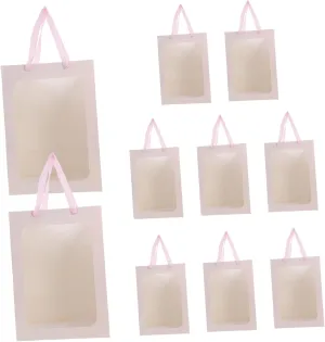 PRETYZOOM 10pcs Window Bag Favor Wrapping Flower Bag Handles for Valentine's Day Party Wedding