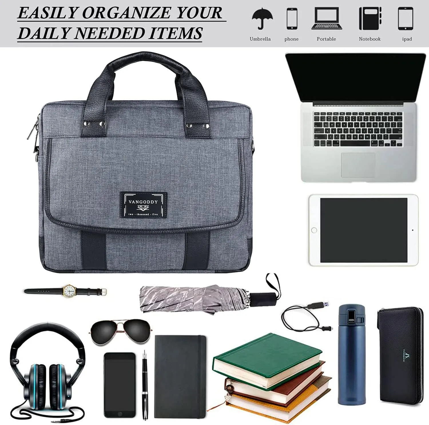 Protective Laptop Shoulder Bag Sleeve 13 14 15 15.6 16 17 17.3 Inch for Men Women Business or Casual