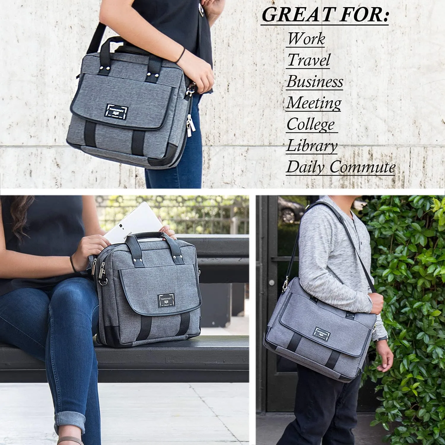 Protective Laptop Shoulder Bag Sleeve 13 14 15 15.6 16 17 17.3 Inch for Men Women Business or Casual