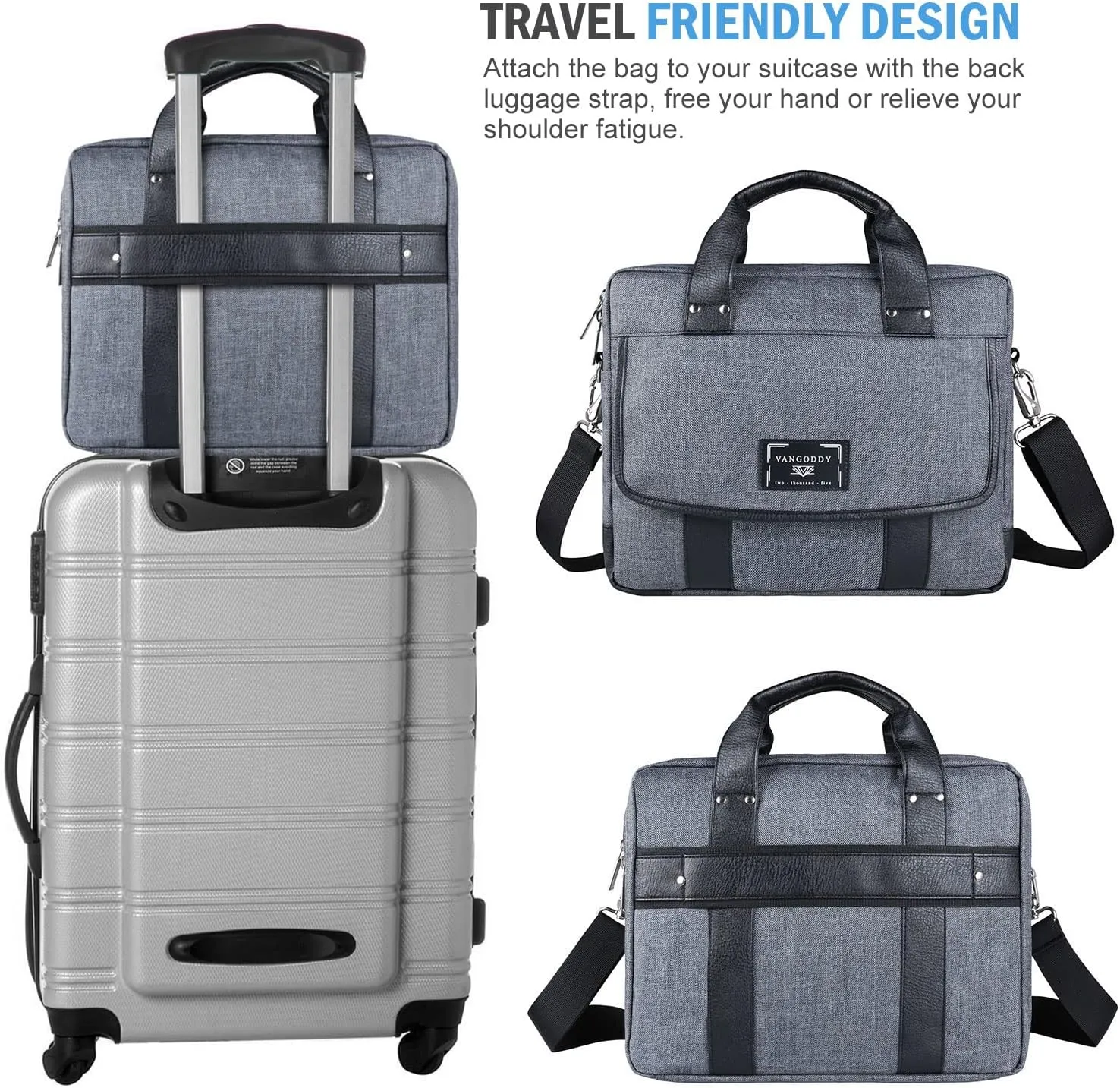 Protective Laptop Shoulder Bag Sleeve 13 14 15 15.6 16 17 17.3 Inch for Men Women Business or Casual