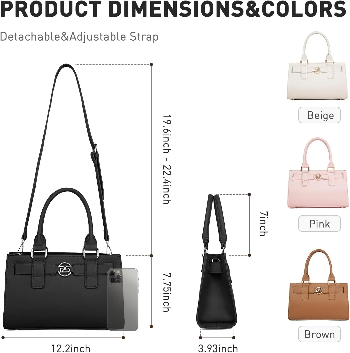 PS PETITE SIMONE Shoulder Purses and Handbags for Women Crossbody Tote Bag Top Handle Satchel Purse for Lady