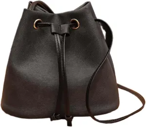 Pulling rope bucket bag for women - mini cute PU leather crossbody bag with adjustable shoulder strap