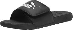 PUMA mens Cool Cat Hook Loop Slide Sandal, Black/White, 7 US