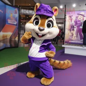 Purple Chipmunk mascot costume character dressed with a Jeggings and Handbags, Large