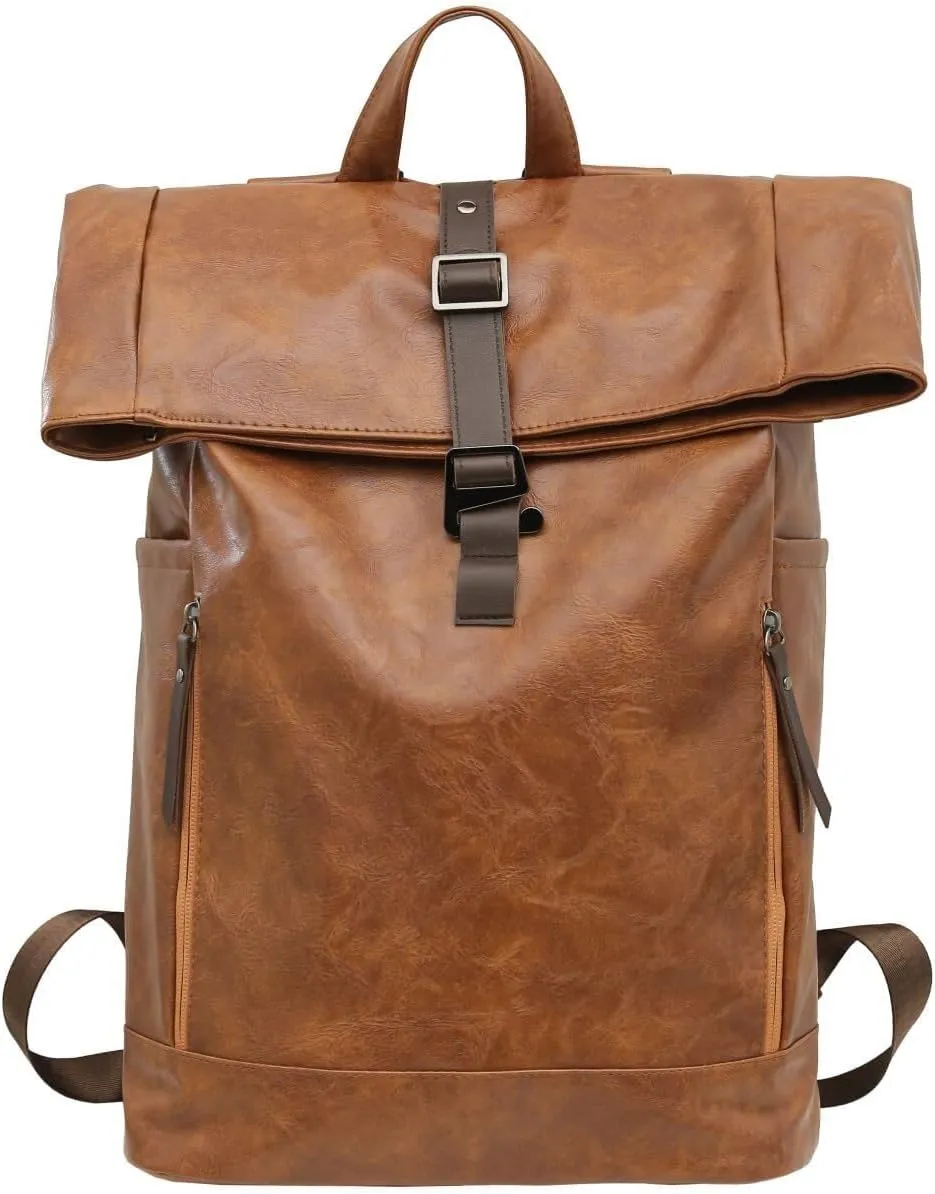 PUTHLLA Waterproof backpack, 24-inch foldable large-capacity laptop bag, portable, suitable for leisure travel (Brown)(Brown)
