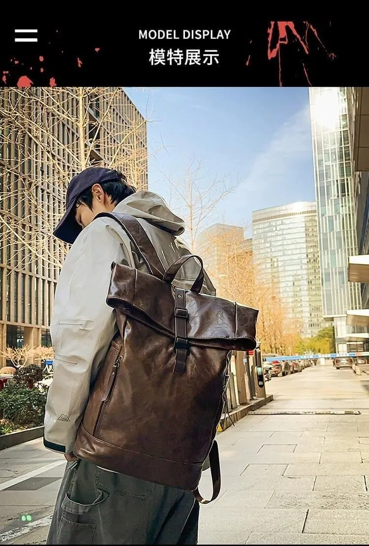 PUTHLLA Waterproof backpack, 24-inch foldable large-capacity laptop bag, portable, suitable for leisure travel (Brown)(Coffee)