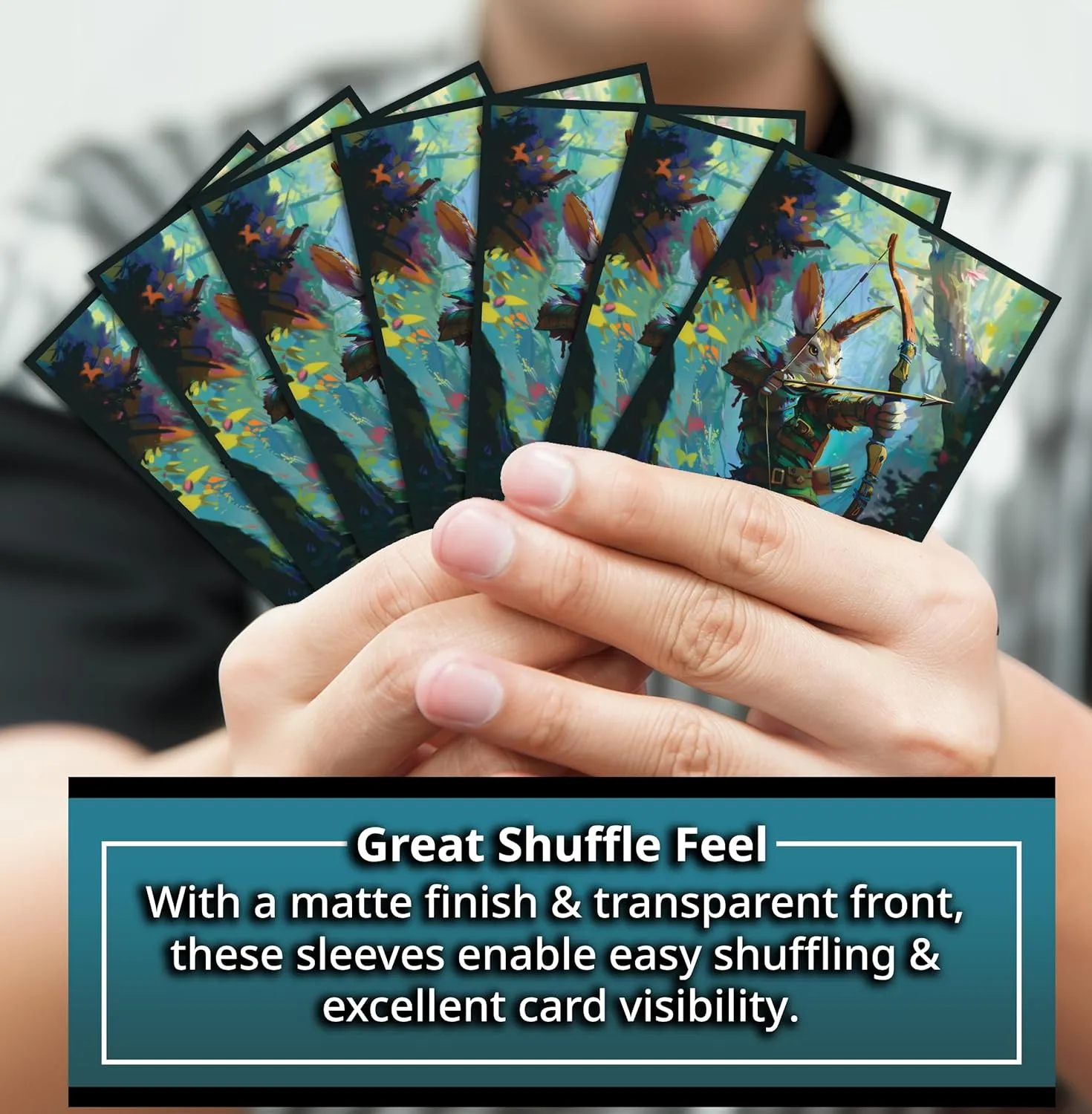 Rabbit Archer Card Game Sleeves – 100 Pack – Compatible with MTG – Perfect for Magic Bloomburrow Commander Decks Like Baylen, Finneas, & Ms Bumbleflower