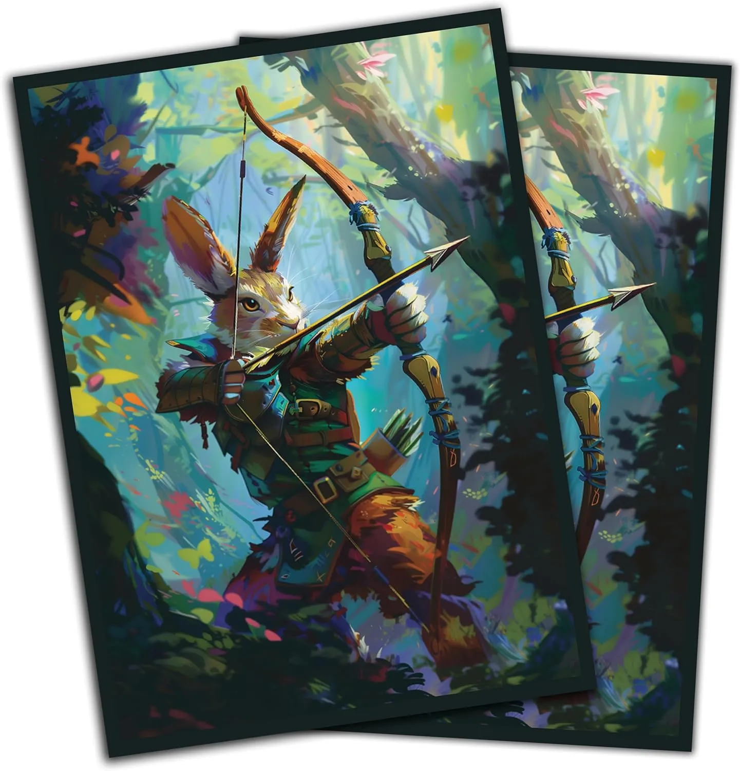 Rabbit Archer Card Game Sleeves – 100 Pack – Compatible with MTG – Perfect for Magic Bloomburrow Commander Decks Like Baylen, Finneas, & Ms Bumbleflower